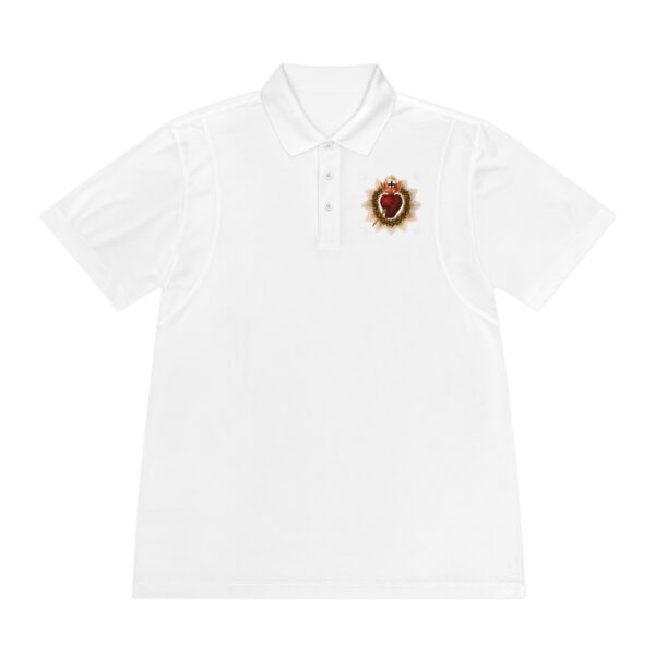 Most Sacred Heart of Jesus Left Chest Print Men's Sport Polo Shirt - Image 4