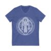 St. Benedict Medal Front/Back Print Jersey Short Sleeve V-Neck Tee (W) - Image 9