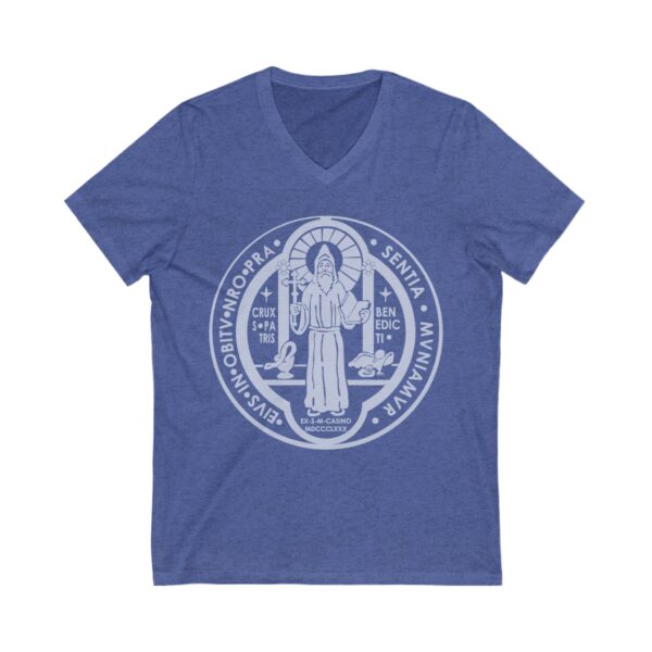 St. Benedict Medal Front/Back Print Jersey Short Sleeve V-Neck Tee (W) - Image 9