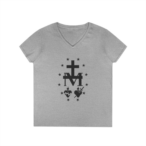 Miraculous Medal Front Print Ladies' V-Neck T-Shirt (W) - Image 4