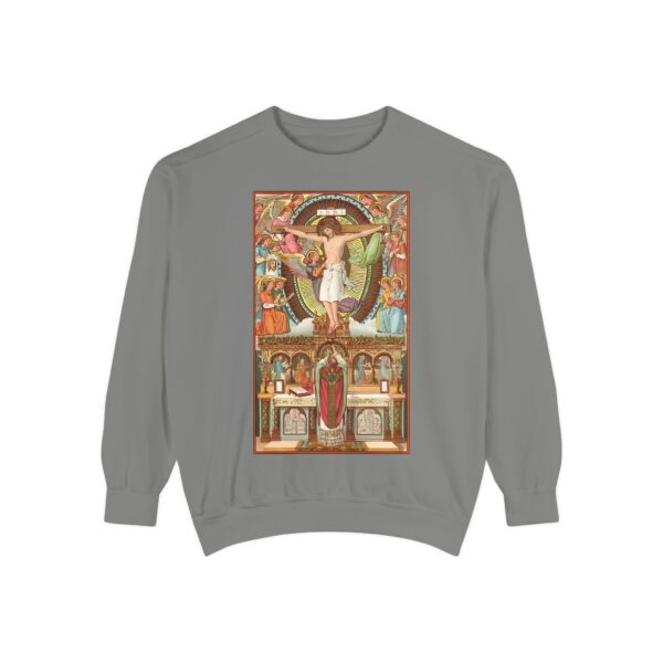 Consecration Aged Painting Motif Front Print Unisex Garment-Dyed Sweatshirt (W) - Image 5