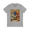Ave Maria Latin Prayer Storyboard Stick Frame Motif Jersey Short Sleeve V-Neck Tee (W)