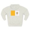 Miraculous Medal Small Left Chest Front / Papal Flag Large Back Print Three-Panel Fleece Hoodie (W) - Image 4