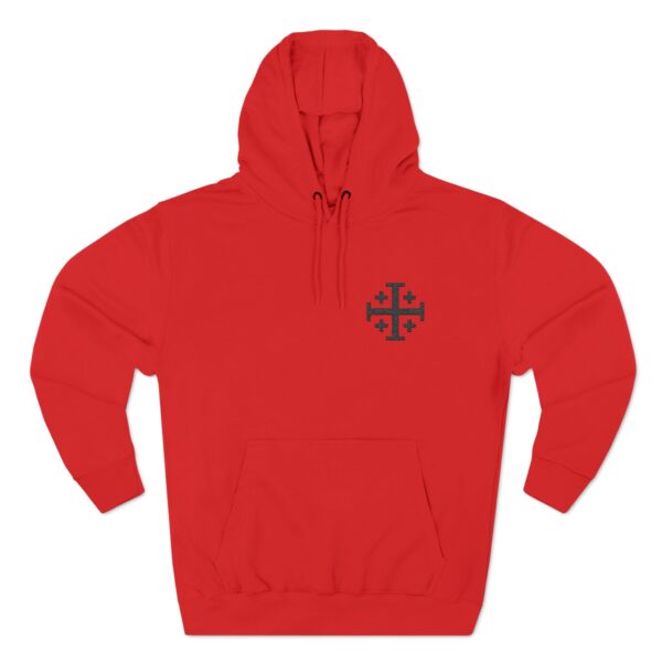 Embroidered Jerusalem Cross Left Chest Three-Panel Fleece Hoodie (M) - Image 6