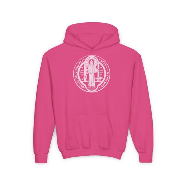 St. Benedict Medal Front/Back Print Youth Heavy Blend Hooded Sweatshirt - Image 8