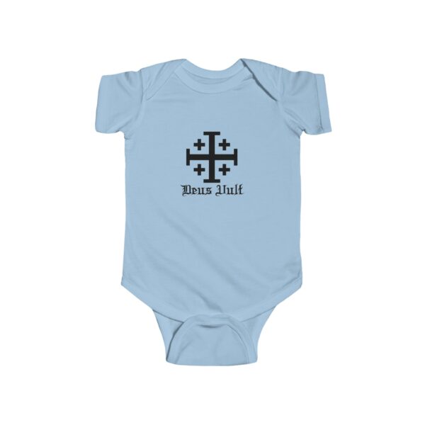 Jerusalem Cross Deus Vult Front Print Infant Fine Jersey Bodysuit - Image 4