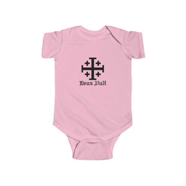 Jerusalem Cross Deus Vult Front Print Infant Fine Jersey Bodysuit - Image 5