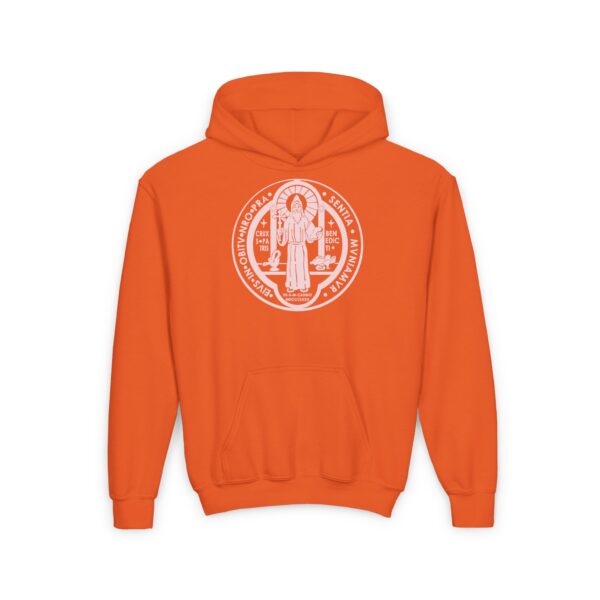 St. Benedict Medal Front/Back Print Youth Heavy Blend Hooded Sweatshirt - Image 11