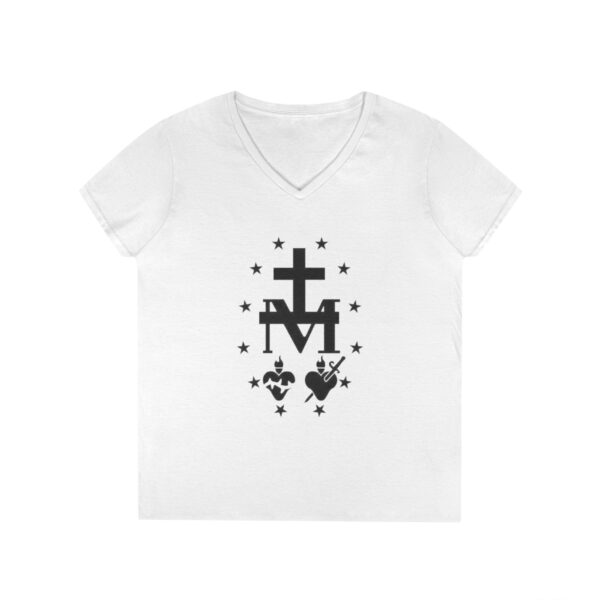 Miraculous Medal Front Print Ladies' V-Neck T-Shirt (W) - Image 5