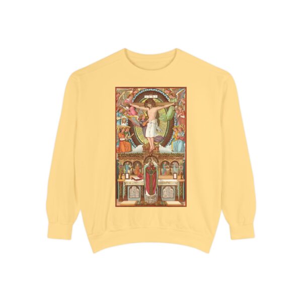 Consecration Aged Painting Motif Front Print Unisex Garment-Dyed Sweatshirt (W) - Image 6