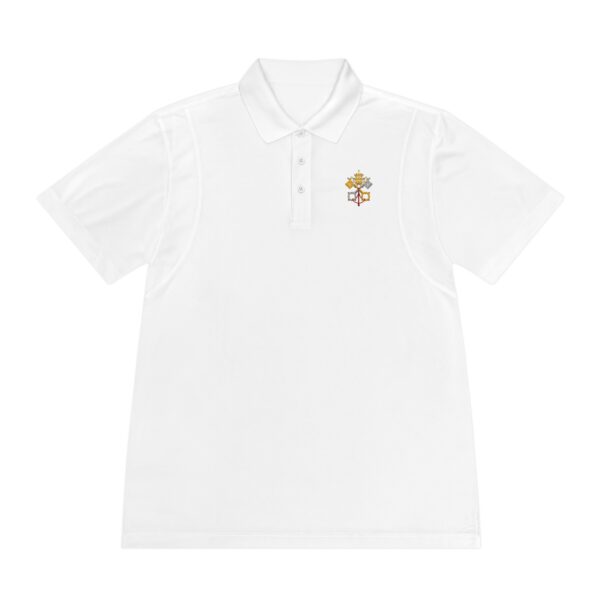 Papal Emblem Left Chest Small Print Men's Sport Polo Shirt - Image 4