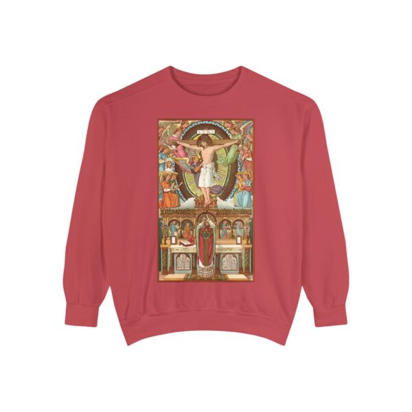 Consecration Aged Painting Motif Front Print Unisex Garment-Dyed Sweatshirt (W) - Image 9