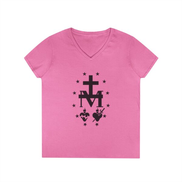 Miraculous Medal Front Print Ladies' V-Neck T-Shirt (W) - Image 10