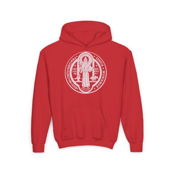 St. Benedict Medal Front/Back Print Youth Heavy Blend Hooded Sweatshirt - Image 5