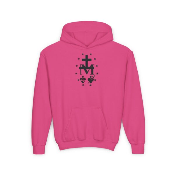 Miraculous Medal Front Print Youth Heavy Blend Hooded Sweatshirt - Image 6