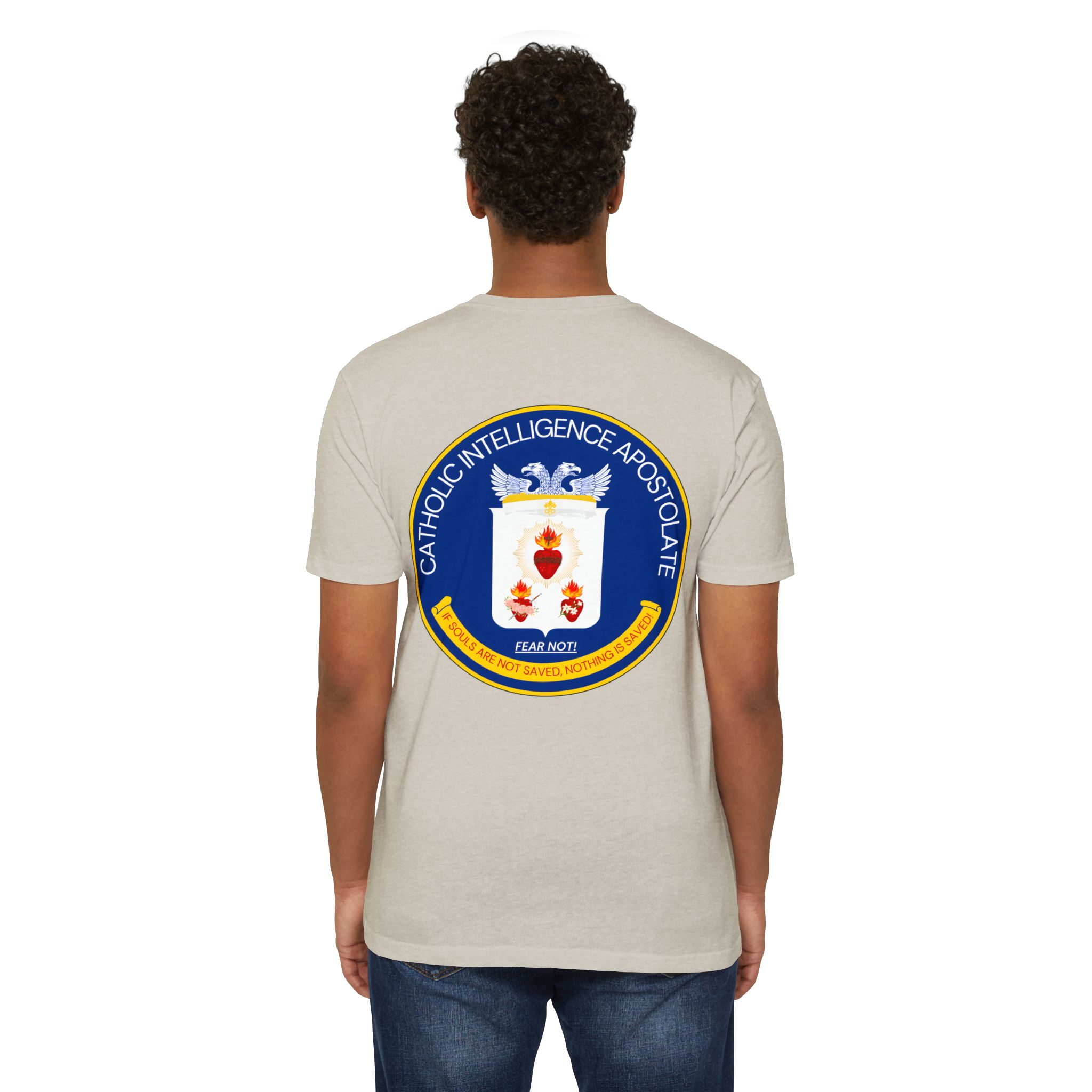 Catholic Intenlligence Apostolate Front & Back Print Unisex CVC Jersey T-shirt - Image 4